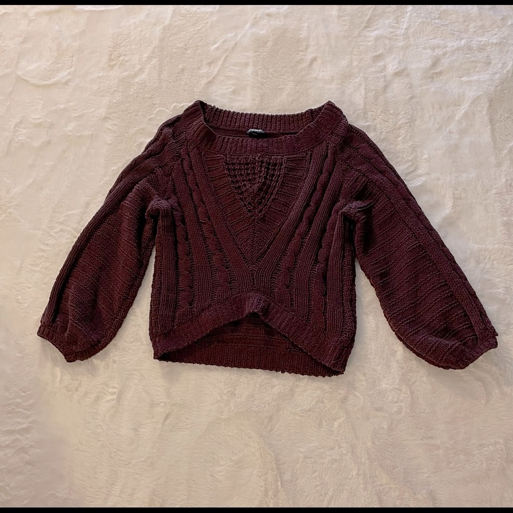 Express Burgundy/Maroon Chunky Chenille Bubble Sweater | Small